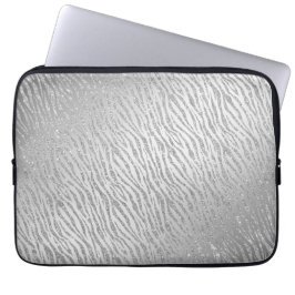 Animal Print Silver Glitzer Glam Laptopschutzhülle