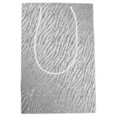 Animal Print Silver Glitzer Glam Mittlere Geschenktüte (Vorderseite)