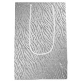 Animal Print Silver Glitzer Glam Mittlere Geschenktüte (Rückseite)