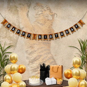 Animal Print Tiger Birthday Bunting Banner