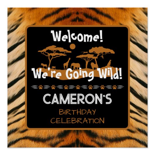 Animal Print Tiger Birthday Square Poster (Vorderseite)