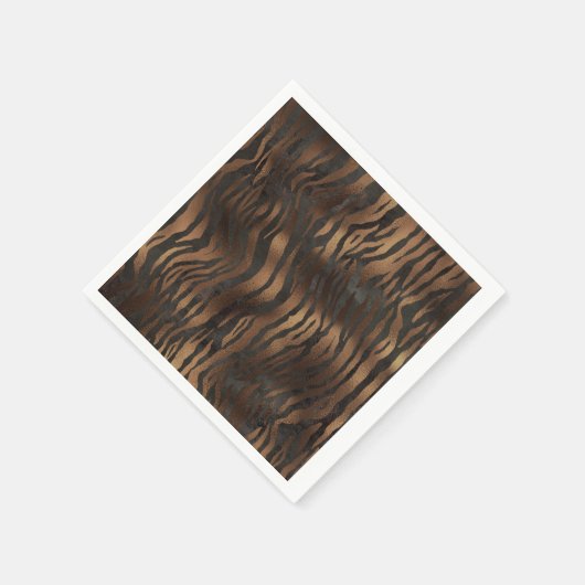 Animal Print Tiger Bronze Black Chic Hübsch Glam Serviette (Ecke)