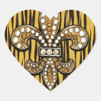 Animal Print Tiger Fleur Di Lis Jewel Herz-Aufkleber