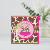 Animal Print Tutu Safari Baby Dusche Einladung (Stehend Vorderseite)