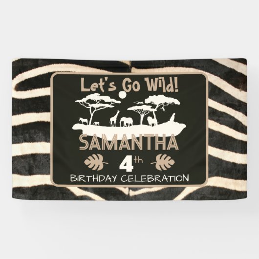 Animal Print Zebra Birthday Banner (Horizontal)