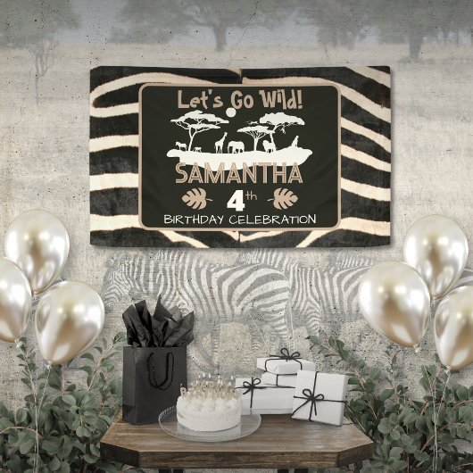 Animal Print Zebra Birthday Banner