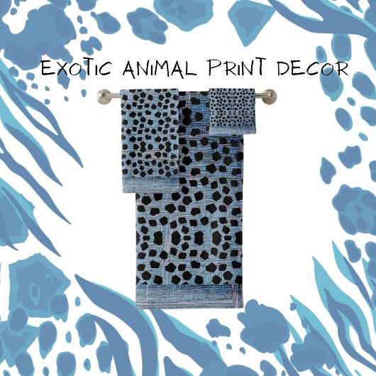 Animal Prints Black and Blue Badhandtuch Set