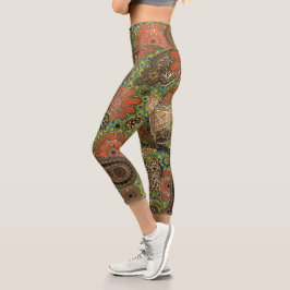 Animal Prints Terracotta Fantasy Paisley Capri Leggings