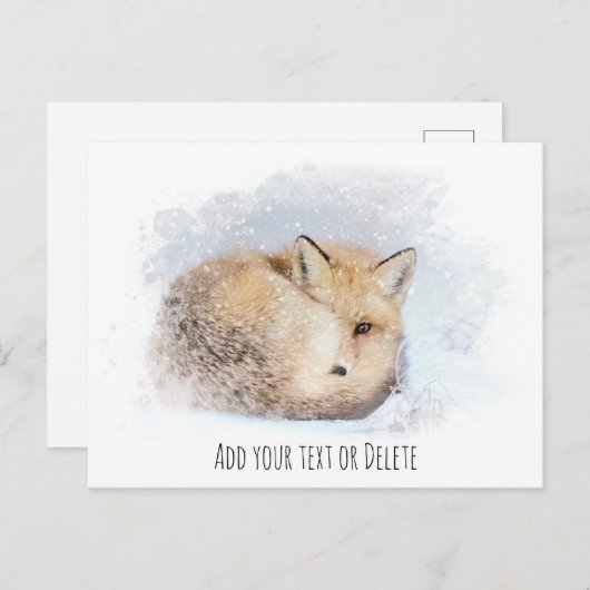*~* Animal Red Fox Ap18 Abstrakt Wildlife Snowy Postkarte (Vorne/Hinten)