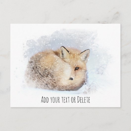 *~* Animal Red Fox Ap18 Abstrakt Wildlife Snowy Postkarte (Vorderseite)