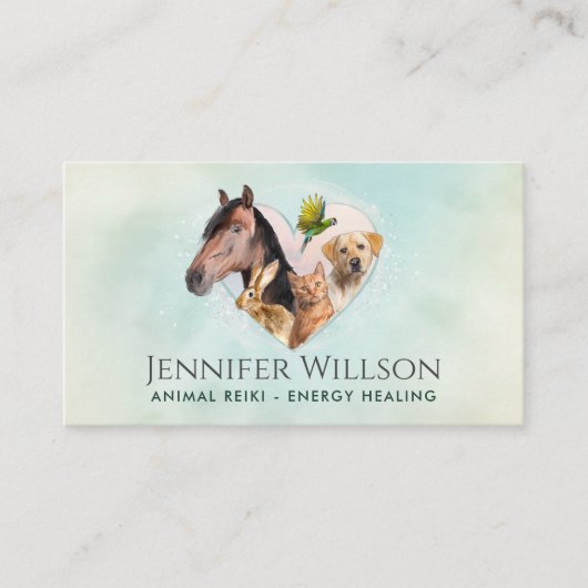 Animal Reiki - Energie-Heilung - Aquarellkunst Visitenkarte (Vorderseite)