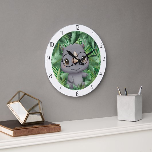 animal  rhino große wanduhr (Büro)
