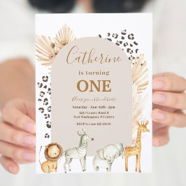 Animal Safari Arch Boho Pampas Grass Birthday Einladung