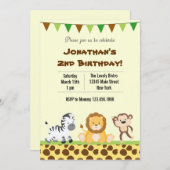 Animal Safari Geburtstagsparty Einladung (Vorne/Hinten)