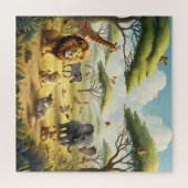 Animal Safari Lion Giraffe Birds Elefantenbäume Puzzle (Horizontal)