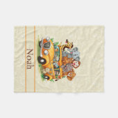 Animal Safari Little Boy's Name Soft Beige Fleecedecke (Vorderseite (Horizontal))