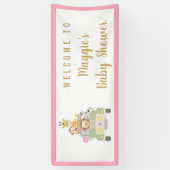 Animal Safari Niedlich Pink Baby Girl Dusche Willk Banner (Vertikal)