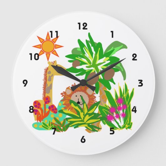 Animal Safari Wall Clock Große Wanduhr (Vorderseite)