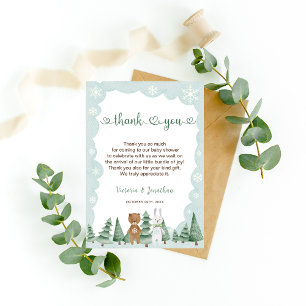 Animal Snowflake Winter Baby Dusche Danke Karte