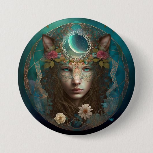 Animal Spirit Mysasy Fantasy Art Button (Vorderseite)