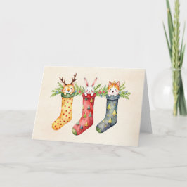 Animal Strumpfs Watercolor Weihnachten Karte