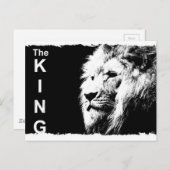 Animal The King Schwarz-weiß Pop Art Template Lion Postkarte (Vorne/Hinten)