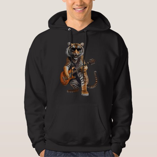 Animal Tiger Guitar Tiger Playing Electric Guita Hoodie (Vorderseite)