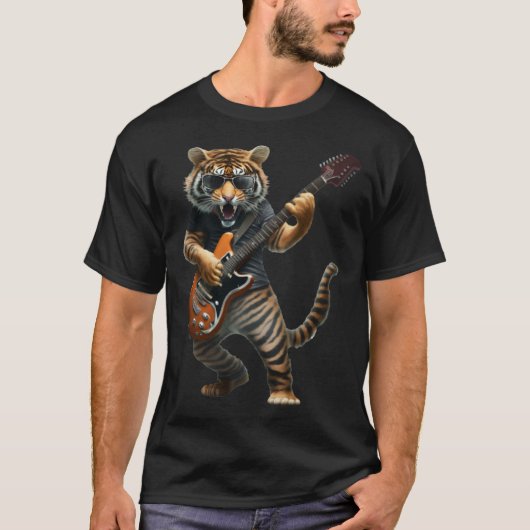 Animal Tiger Guitar Tiger Playing Electric Guita T-Shirt (Vorderseite)