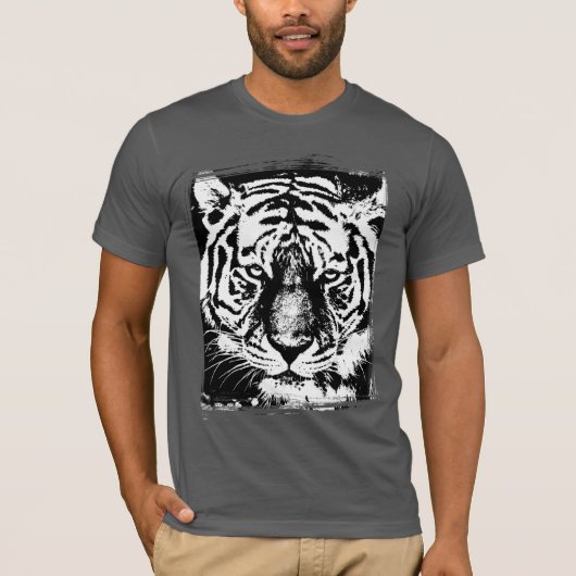 Animal Tiger Mens Short Sleeve Asphalt Grau modern T-Shirt (Vorderseite)