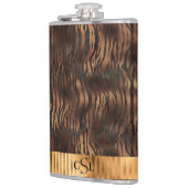 Animal Tiger Monogram Print Gold Elegant Metallic Flachmann (Links)