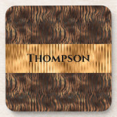 Animal Tiger Name Print Gold Elegant Metallic Getränkeuntersetzer (Vorderseite)