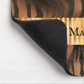 Animal Tiger Print Gold Name Elegant Metall Mousepad (Ecke)