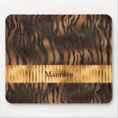 Animal Tiger Print Gold Name Elegant Metall Mousepad (Vorne)