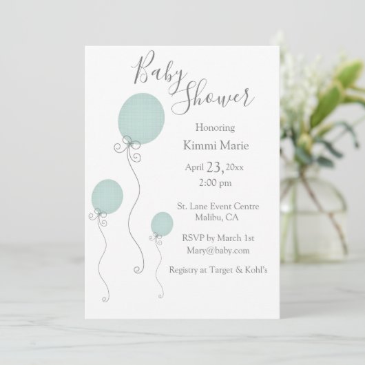 Animal Trains Boy Baby Dusche Green Blue Einladung (Stehend Vorderseite)