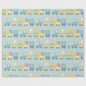 Animal Trains Boy Baby Dusche Green Blue Geschenkpapier (Flach)