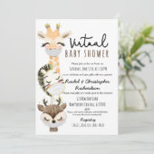 Animal Virtual Baby Shower for New Elterns Einladu Einladung (Stehend Vorderseite)