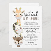 Animal Virtual Baby Shower for New Elterns Einladu Einladung (Vorne/Hinten)