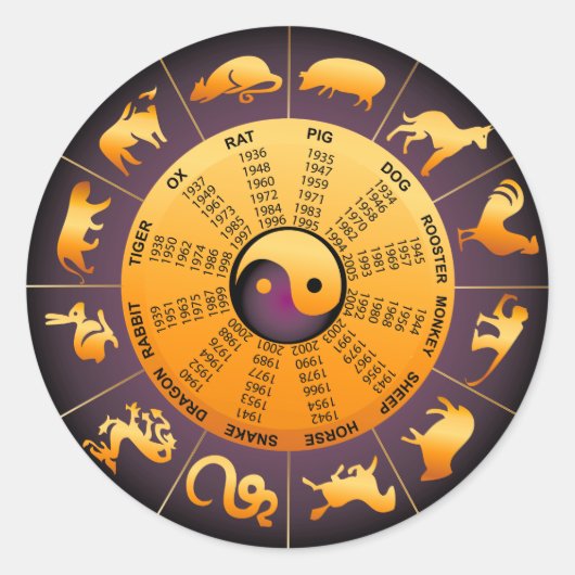 Animal Yin Yang Runder Aufkleber (Vorderseite)