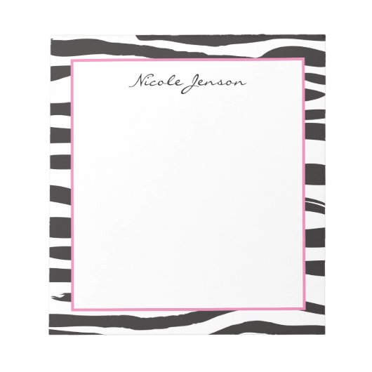 Animal Zebra Print Personalisiert Notepad Notizblock (Vorderseite)