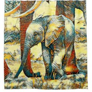 AnimalArt_Elephant_010 Duschvorhang
