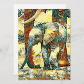 AnimalArt_Elephant_010 Feiertagskarte (Vorne/Hinten)