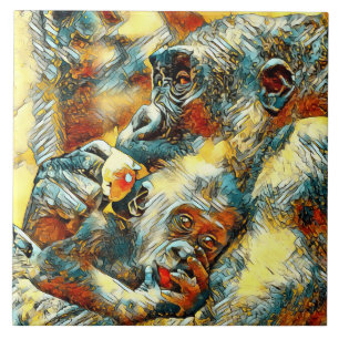 AnimalArt_Gorilla_001 Fliese