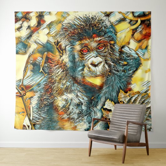 AnimalArt_Gorilla_005 Wandteppich (Beispiel (Horizontal))