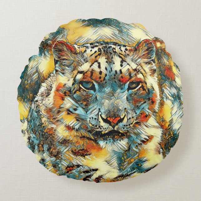AnimalArt_Leopard_001 Rundes Kissen (Vorderseite)