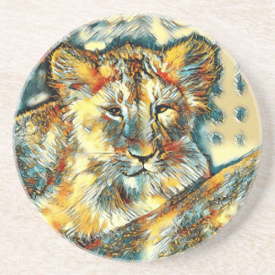 AnimalArt_Lion_004 Getränkeuntersetzer