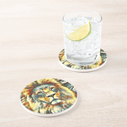 AnimalArt_Lion_005 Getränkeuntersetzer (Seite)