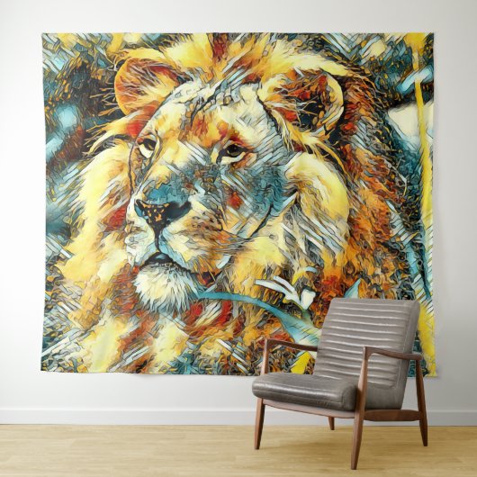 AnimalArt_Lion_009 Wandteppich (Beispiel (Horizontal))
