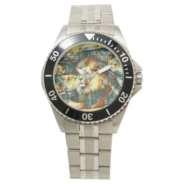 AnimalArt_Lion_033 Armbanduhr (Vorderseite)