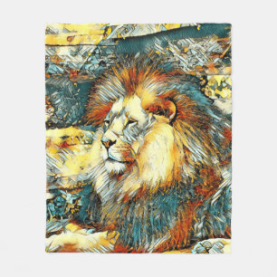 AnimalArt_Lion_033 Fleecedecke