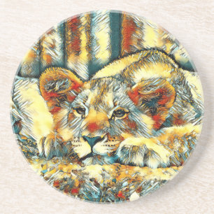 AnimalArt_Lion_036 Getränkeuntersetzer